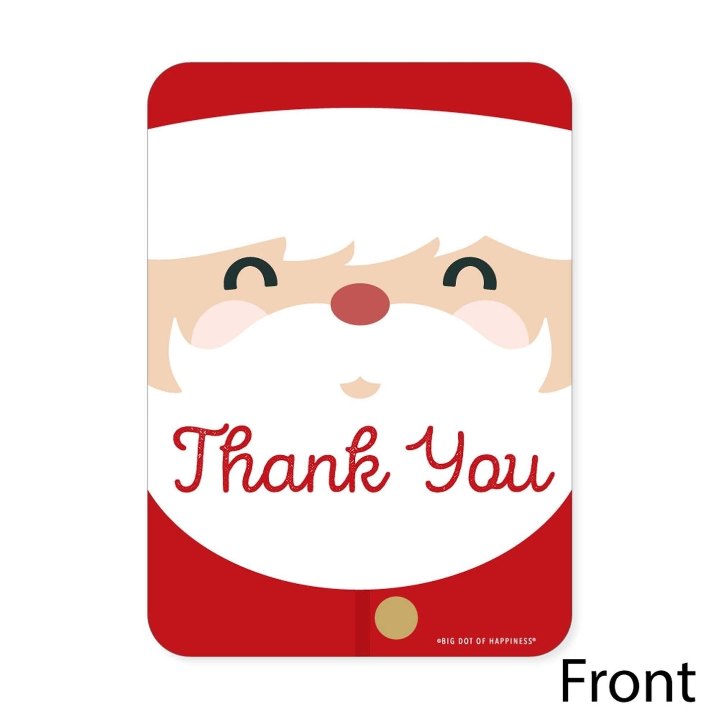 Jolly Santa Claus - Shaped Thank You Cards - Christmas Party Thank You Note Cards with Envelopes - Set of 12