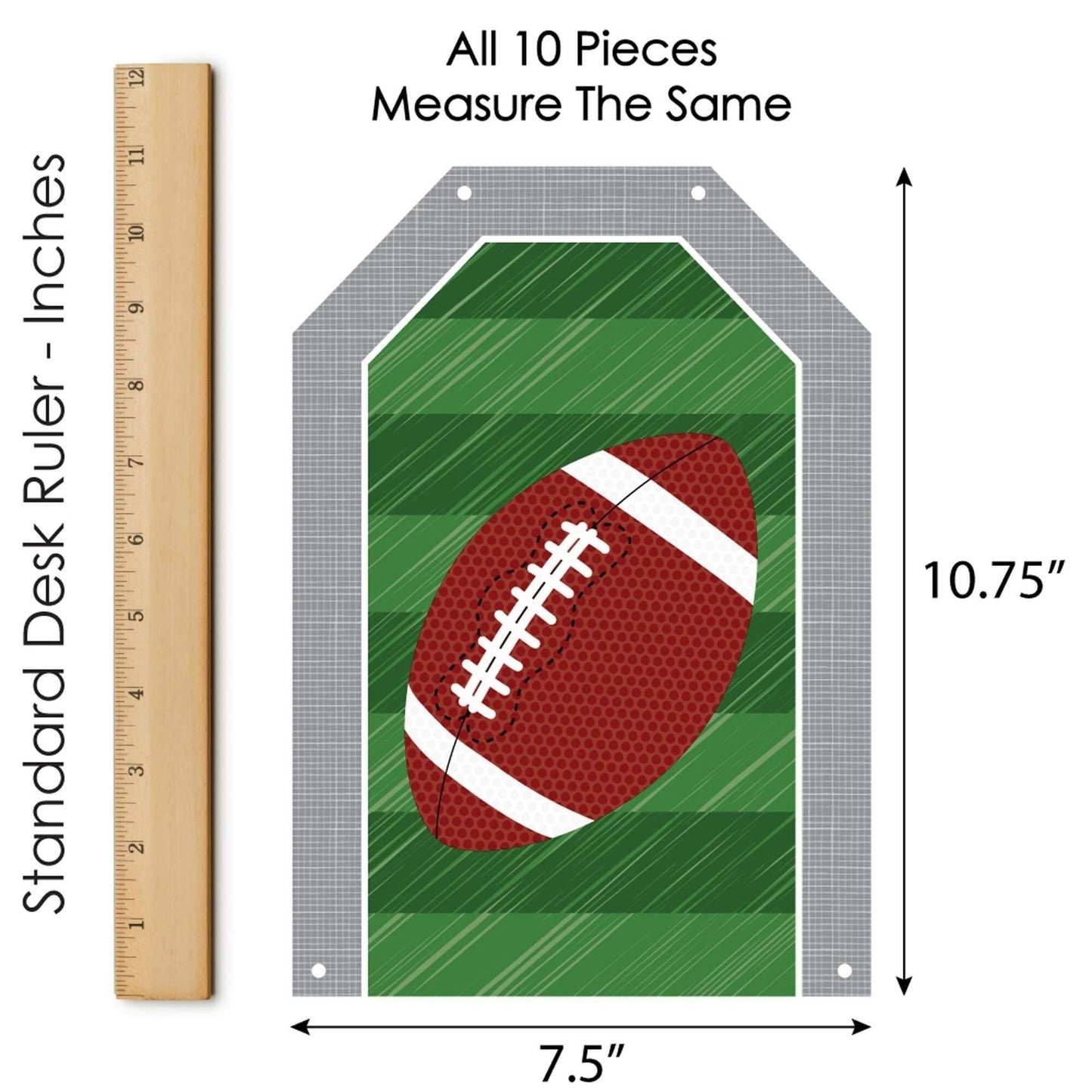 End Zone - Football - Hanging Vertical Paper Door Banners - Baby Shower or Birthday Party Wall Decoration Kit - Indoor Door Decor