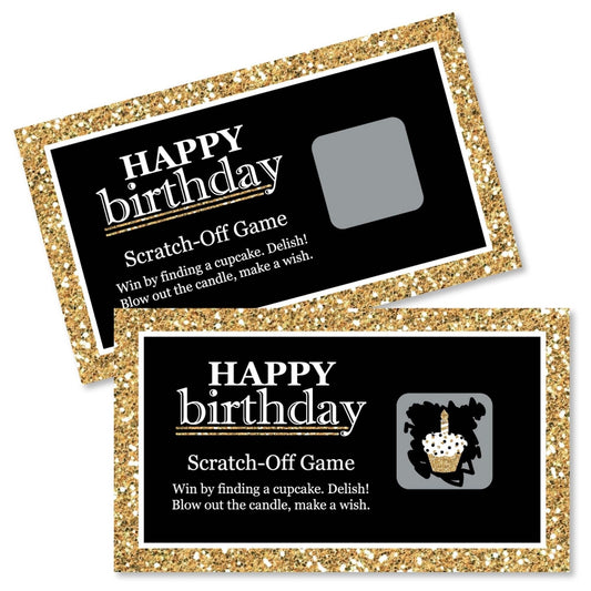 Adult Happy Birthday - Gold - Birthday Party Game Scratch Off Cards - 22 ct