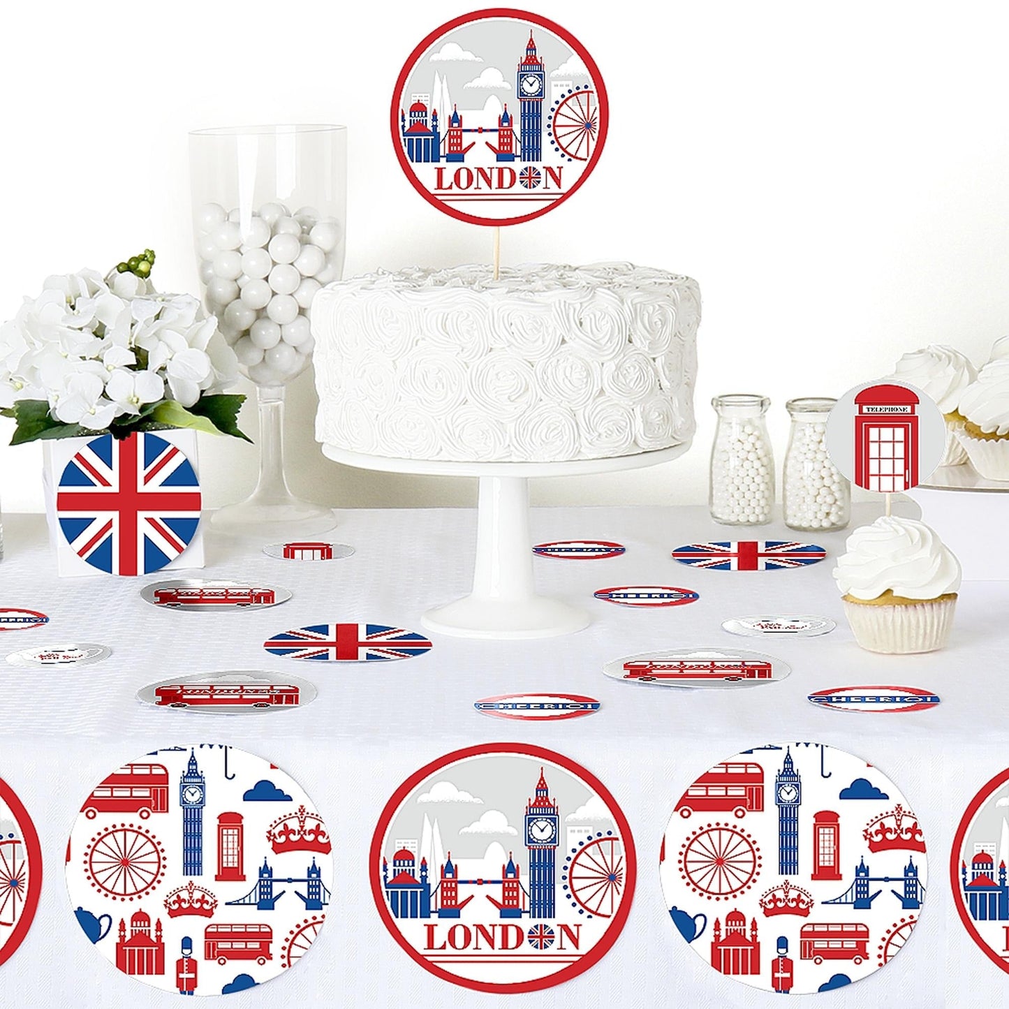 Cheerio, London - British UK Party Giant Circle Confetti - Party Decorations - Large Confetti 27 Count
