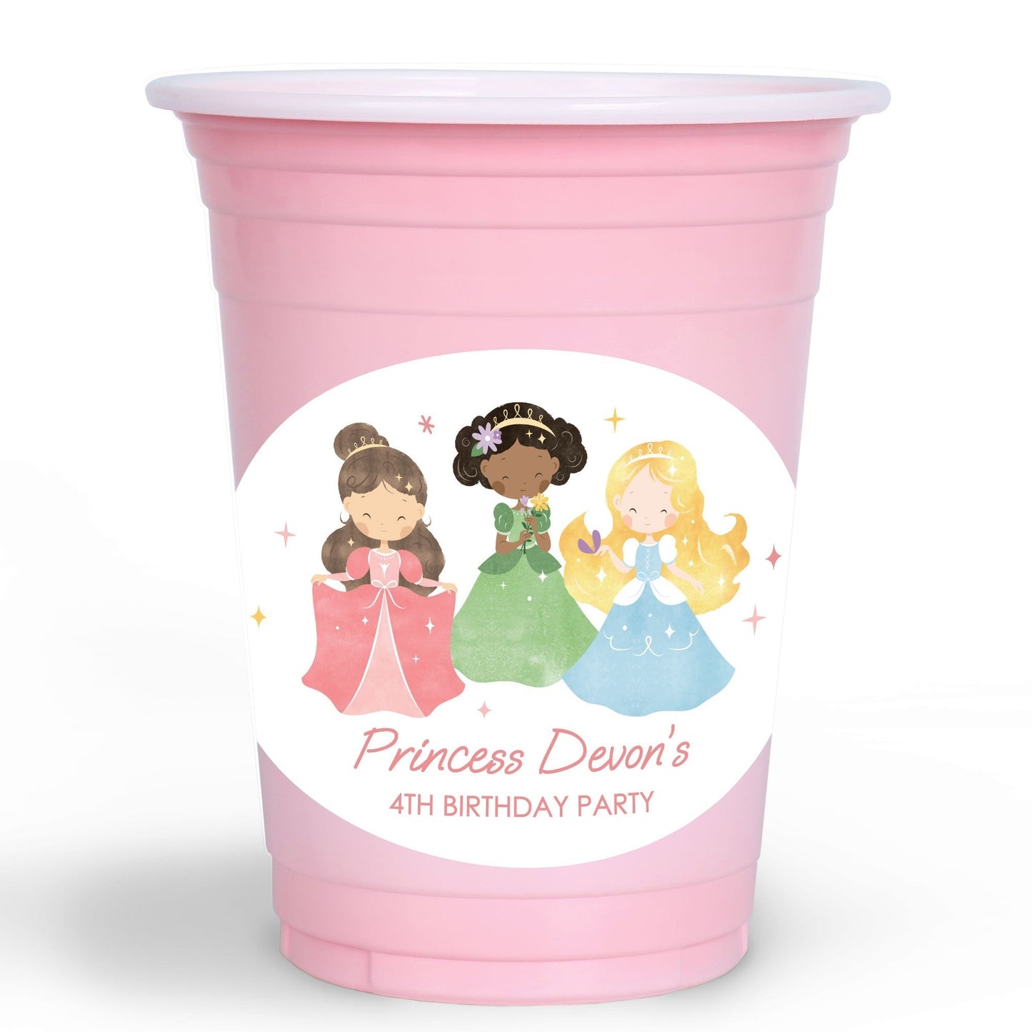 Custom Text Party Cups - Princess - 16 Ct