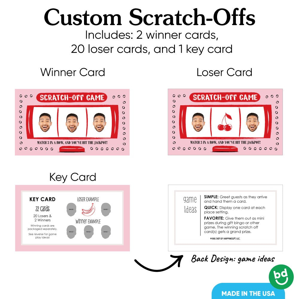 Custom Face Lucky In Love Scratch Off Card Game - 22 Ct