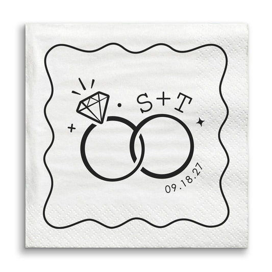 Custom Text - Wedding Rings Napkins