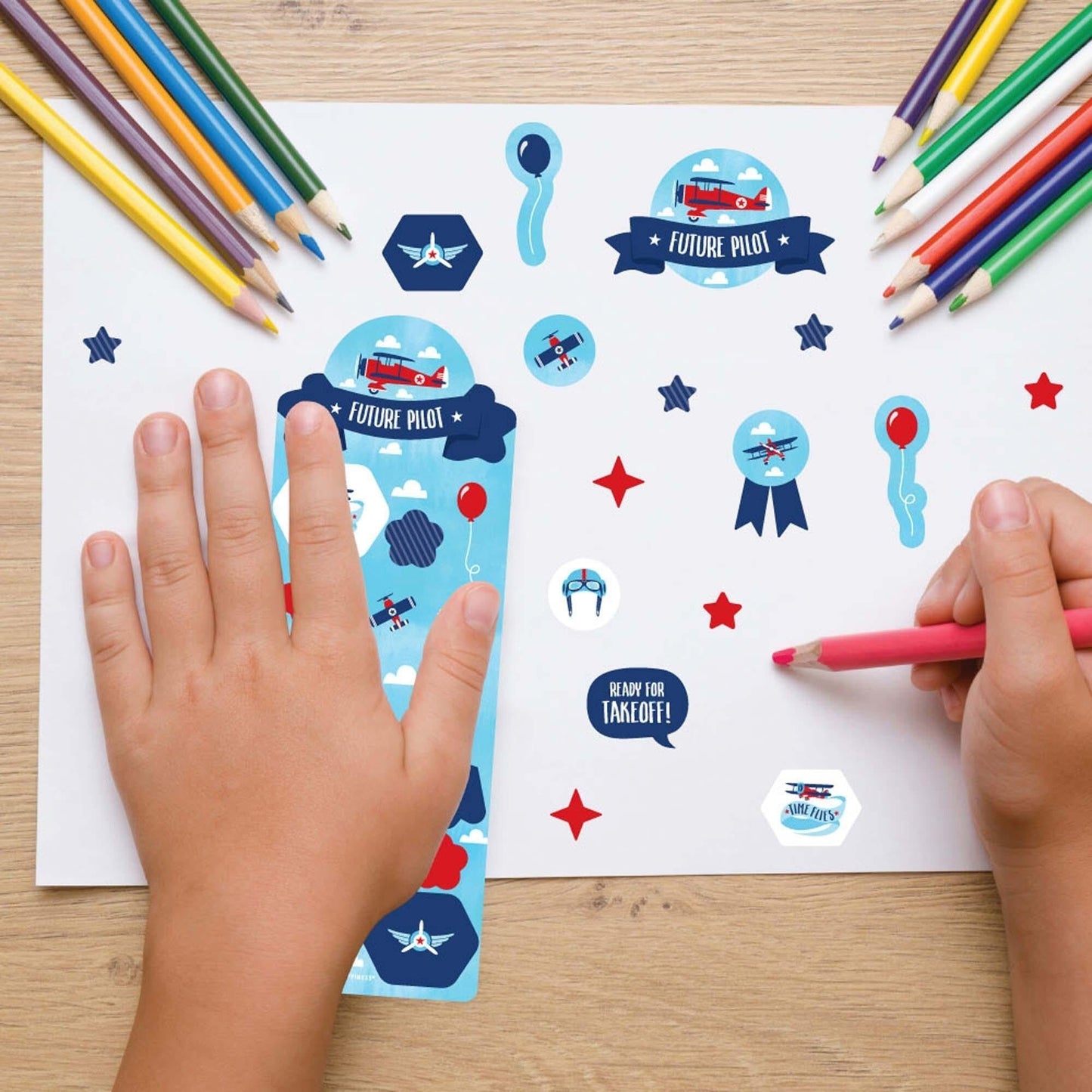 Taking Flight - Airplane - Vintage Plane Birthday Party Favor Kids Stickers - 16 Sheets - 256 Stickers