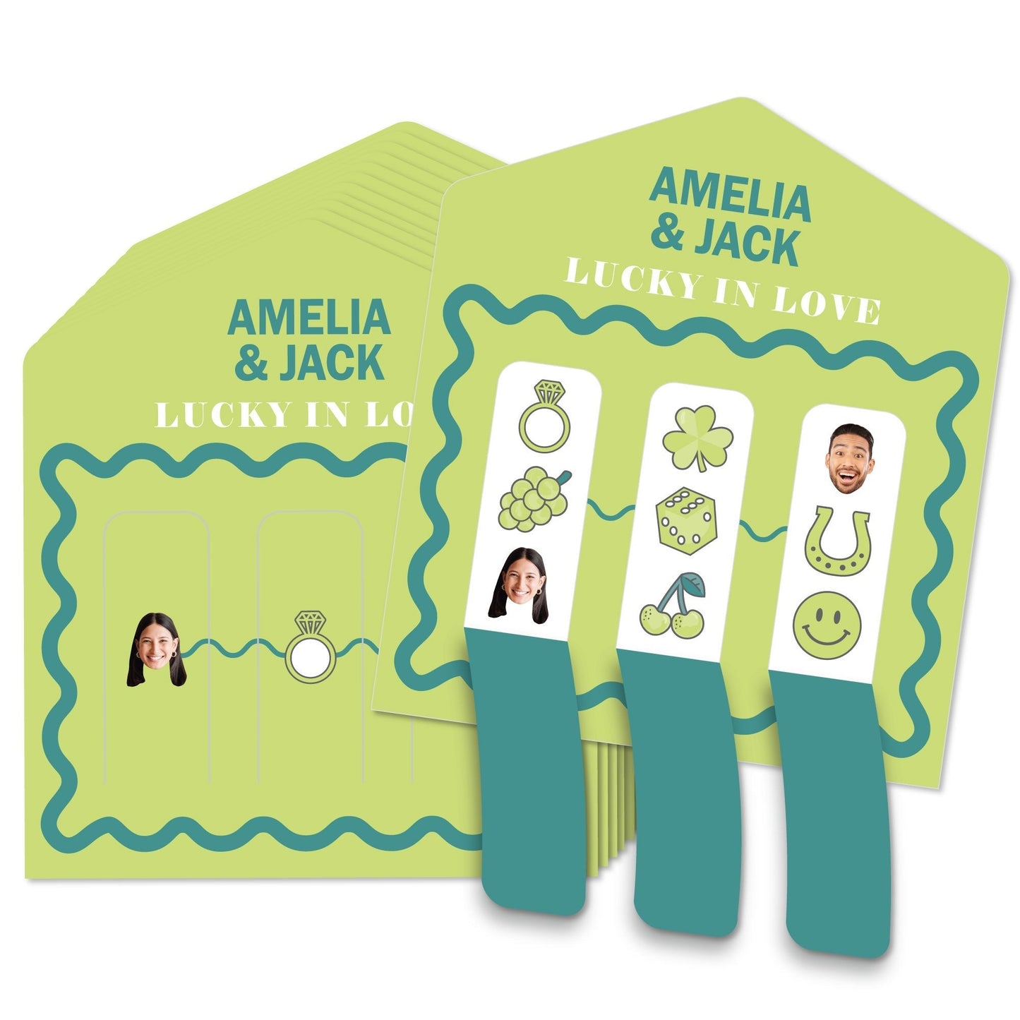 Custom Face 3-In-A-Row Pull Tabs Game - Wavy Bridal