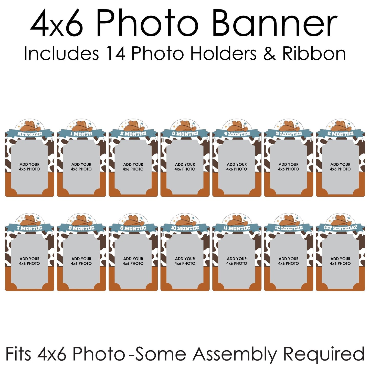 My First Rodeo - DIY Little Cowboy 1st Birthday Party Decor - Picture Display - Photo Banner