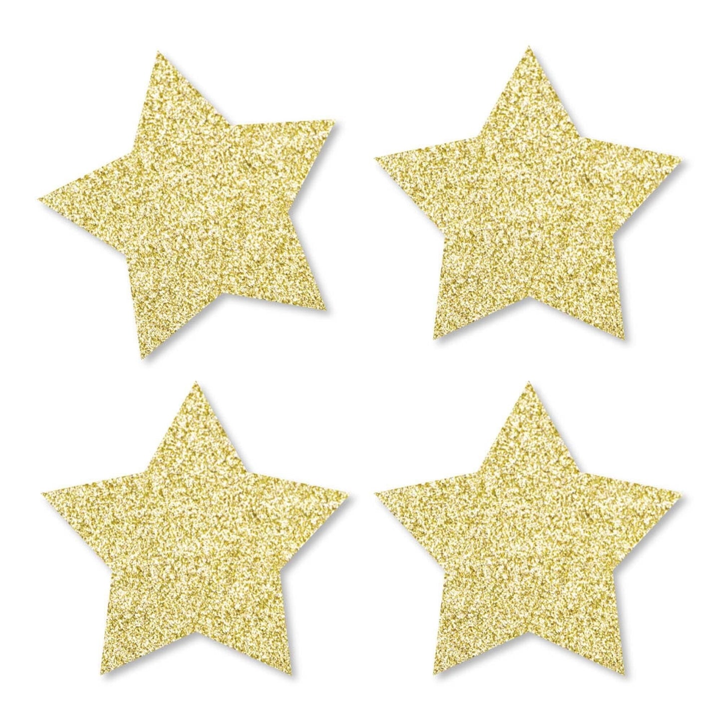 Gold Glitter Star - No-Mess Real Gold Glitter Cut-Outs - Party Confetti - Set of 24