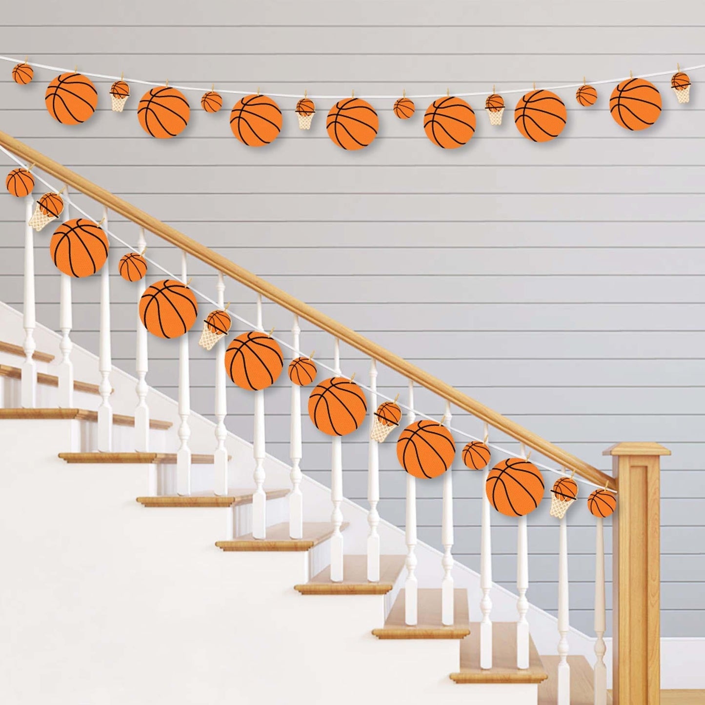 Nothin' But Net - Basketball - Baby Shower or Birthday Party DIY Decorations - Clothespin Garland Banner - 44 Pieces