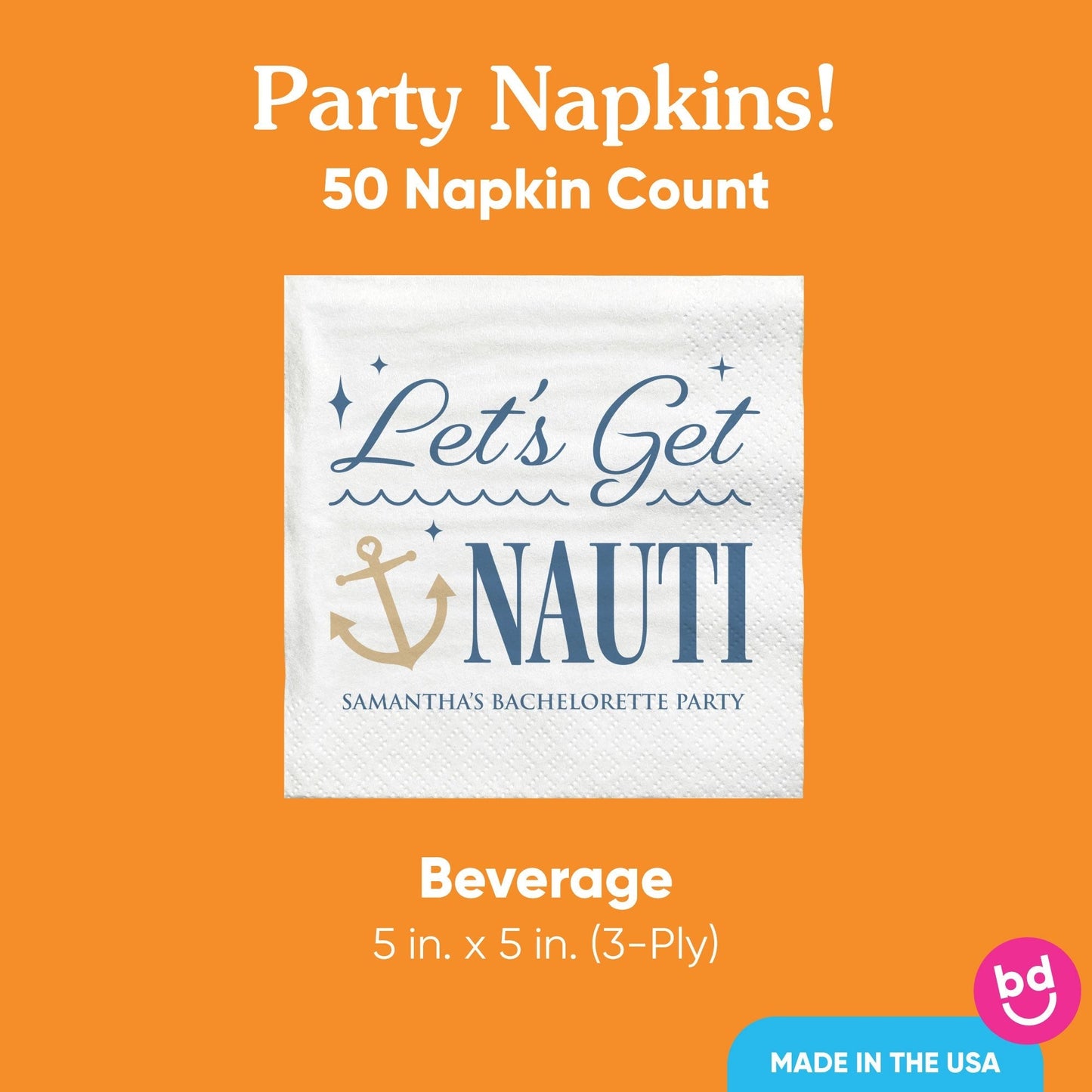 Custom Text Napkins - Let's Get Nauti