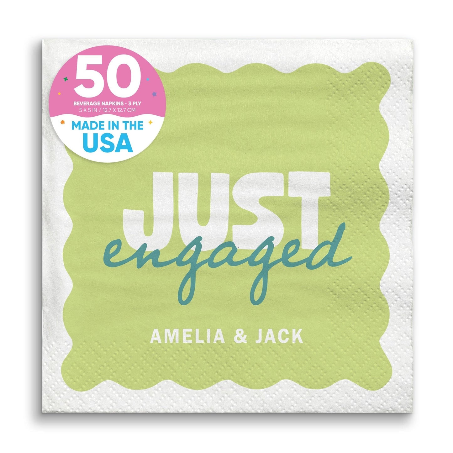 Custom Text Napkins - Wavy Just Engaged