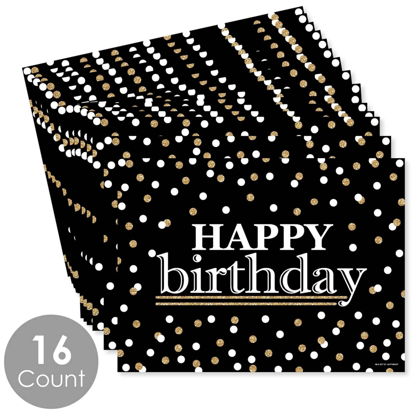 Adult Happy Birthday - Gold - Party Table Decorations - Birthday Party Placemats - Set of 16