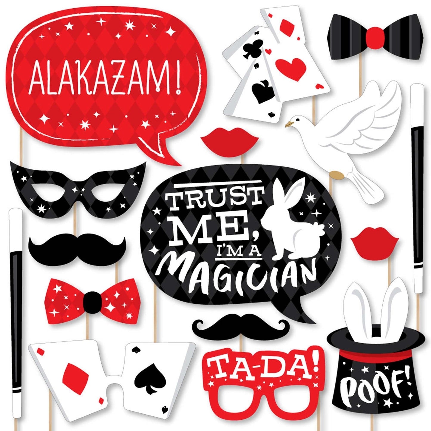 Ta-Da, Magic Show - Magical Birthday Party Photo Booth Props Kit - 20 Count