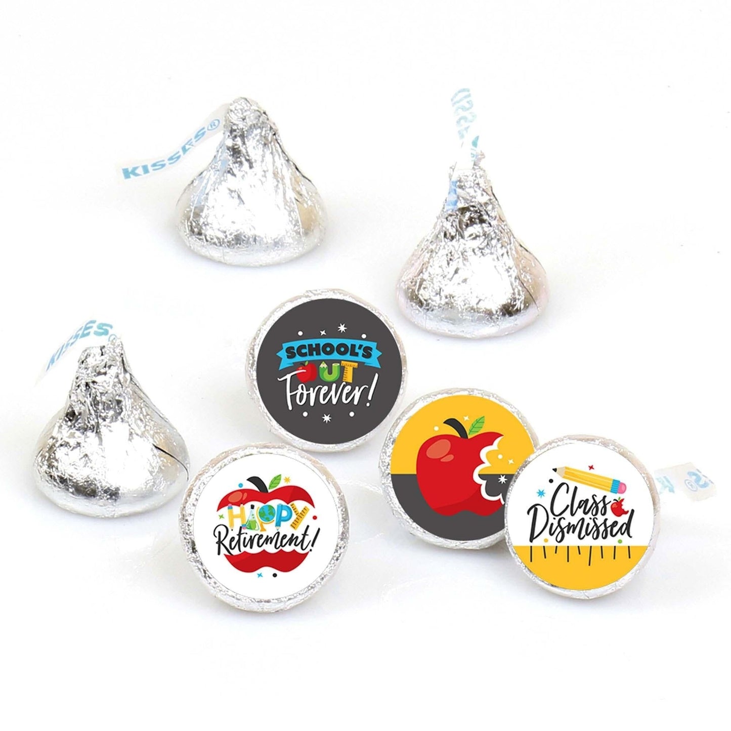 Teacher Retirement - Happy Retirement Party Round Candy Sticker Favors - Labels Fit Hershey's Kisses (1 sheet of 108)