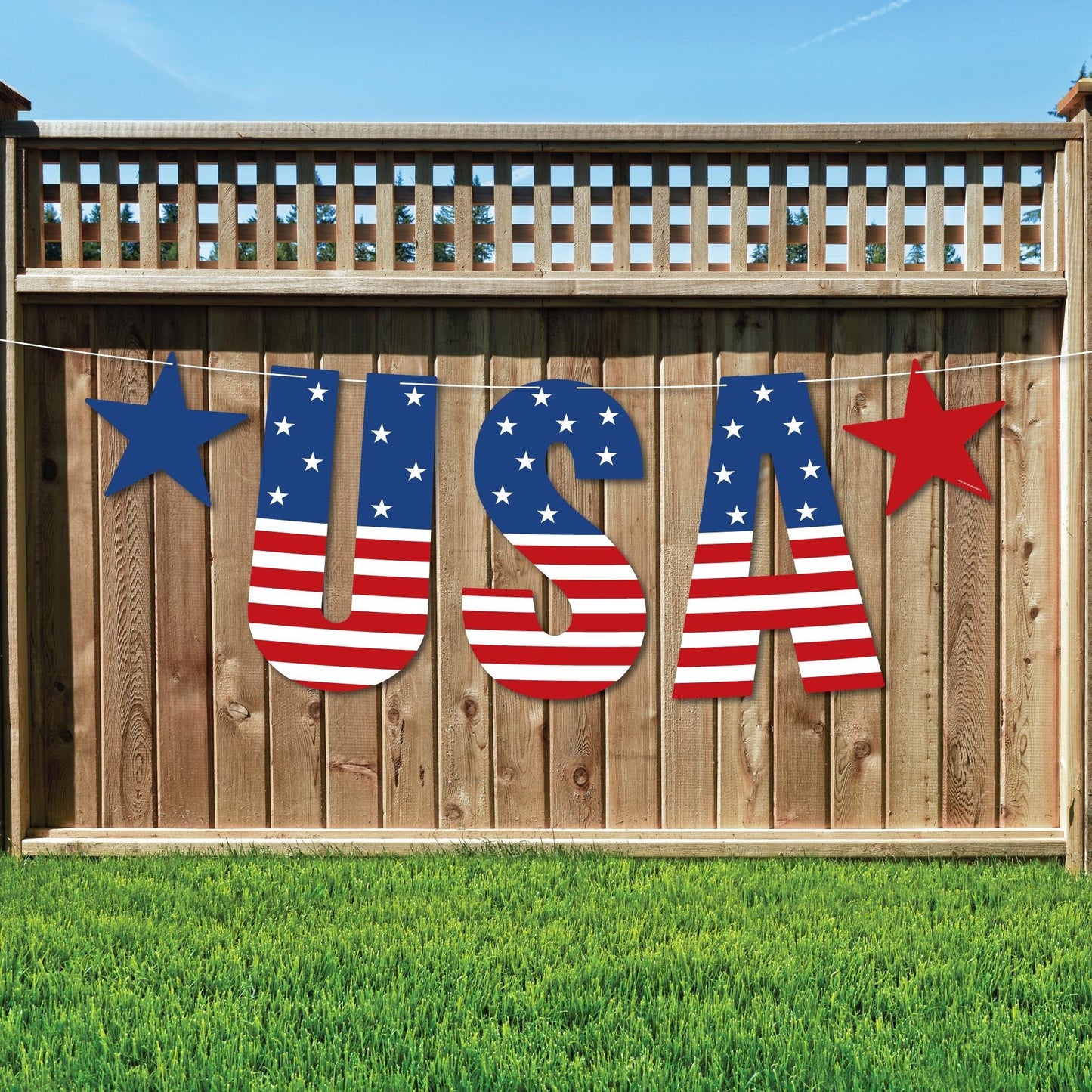 Stars & Stripes - Large Memorial Day, 4th of July and Labor Day USA Patriotic Party Decorations - USA - Outdoor Letter Banner