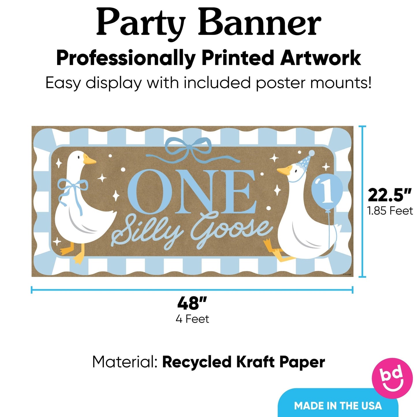 One Silly Goose Blue Kraft Banner
