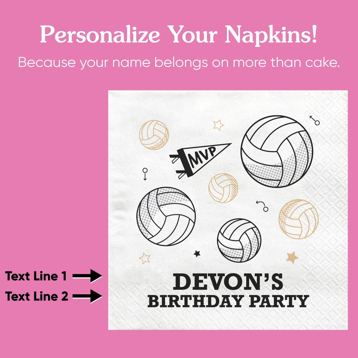 Custom Text Napkins - Volleyball