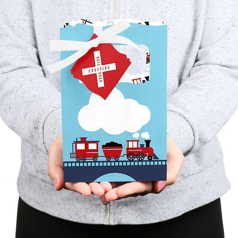 Railroad Party Crossing - Steam Train Birthday Party or Baby Shower Favor Boxes - Set of 12