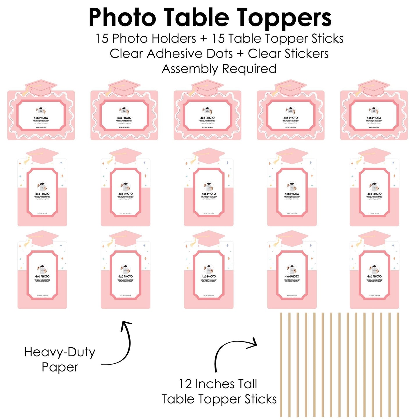 Pastel Grad Photo Table Toppers - 15 Pc