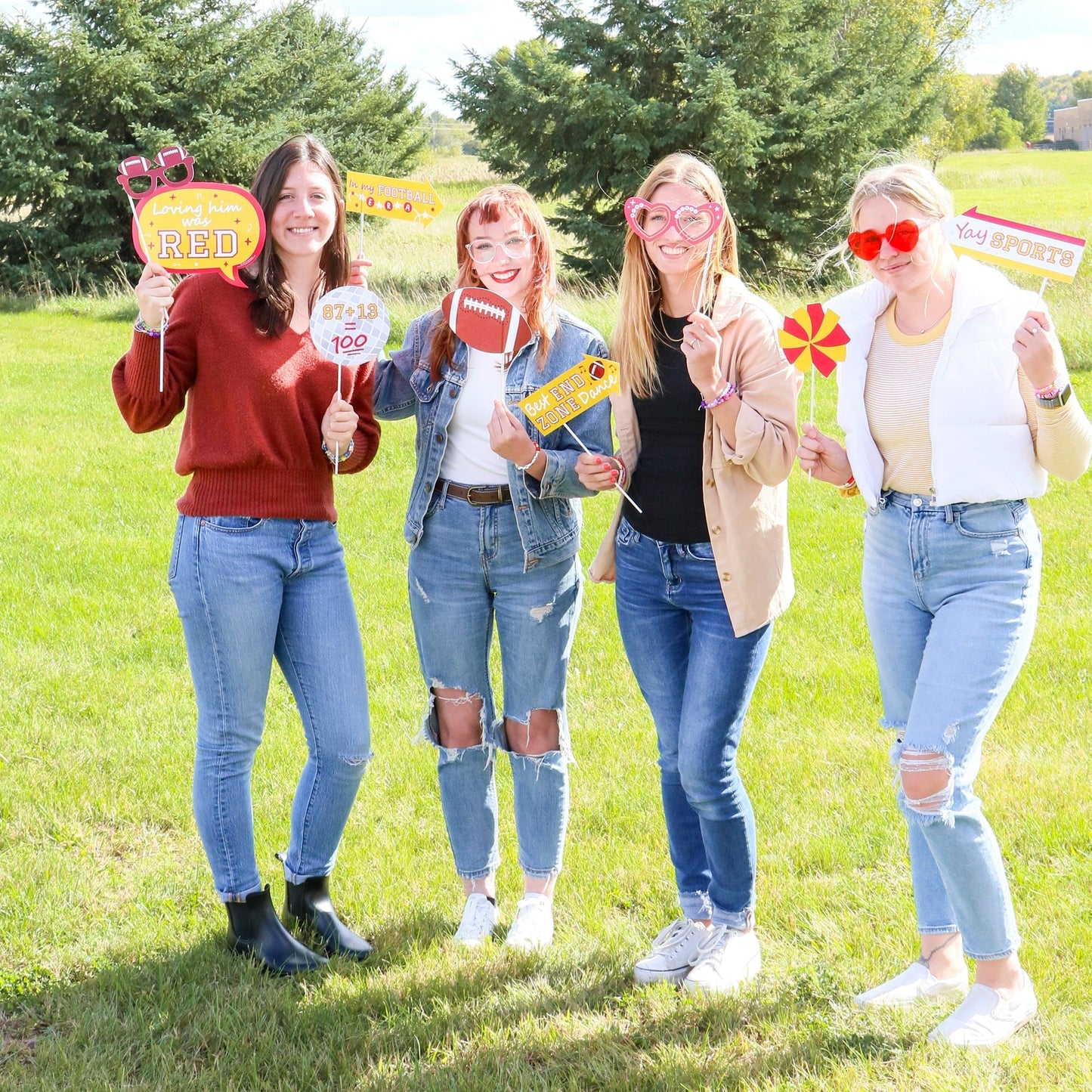 In My Football Era - Red and Gold Sports Party Photo Booth Props Kit - 20 Count
