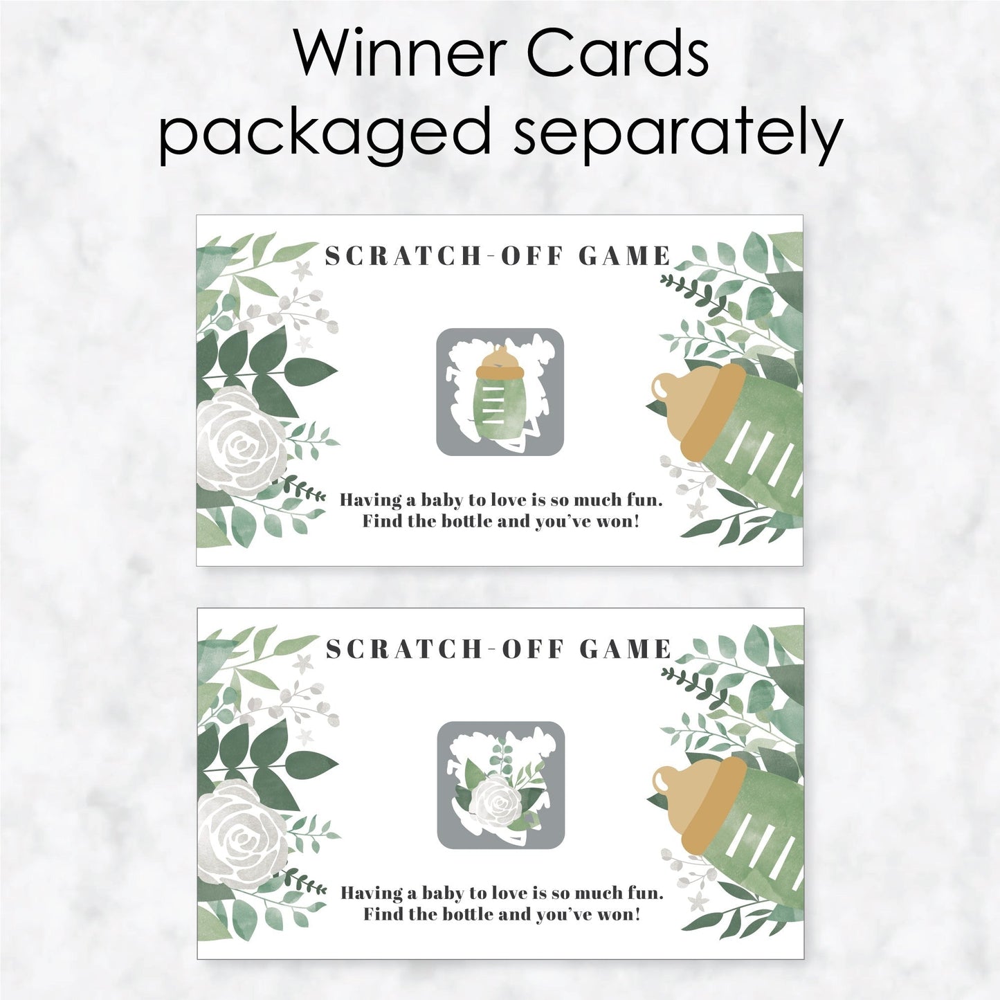 Boho Botanical Baby - Greenery Baby Shower Game Scratch Off Cards - 22 Count