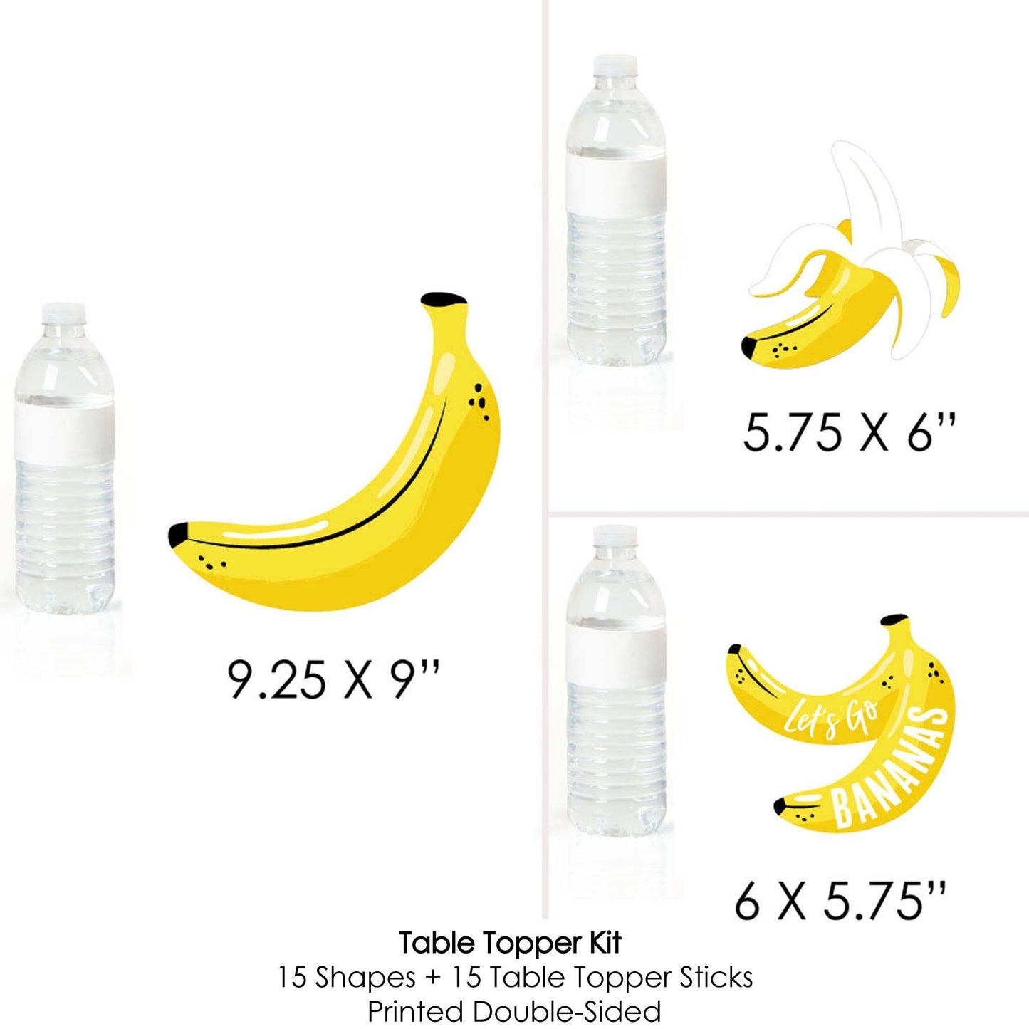 Let's Go Bananas - Tropical Party Centerpiece Sticks - Table Toppers - Set of 15