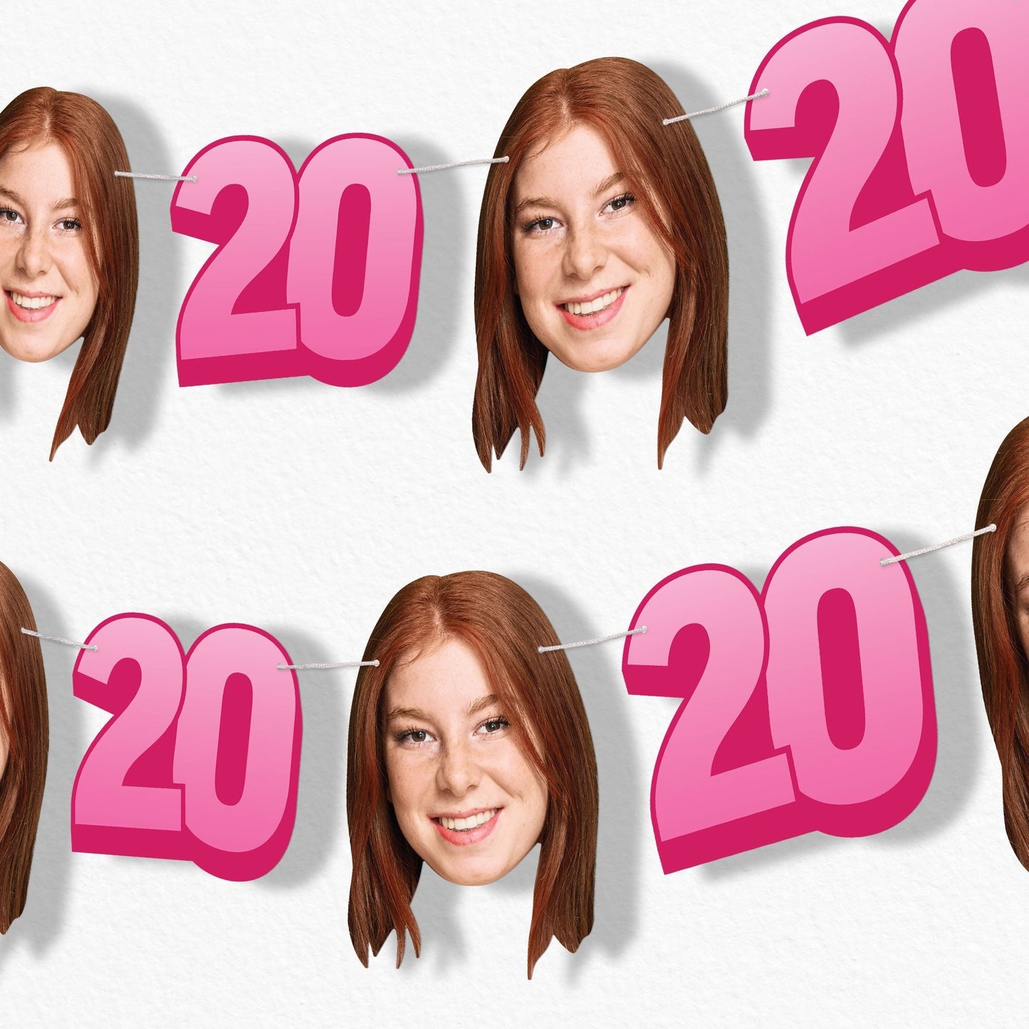 Custom Face 20th Birthday Garland Banner