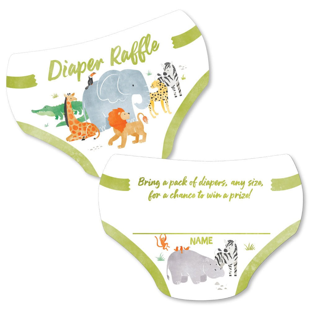 Safari Animals Diaper Raffle Game - 24 Ct
