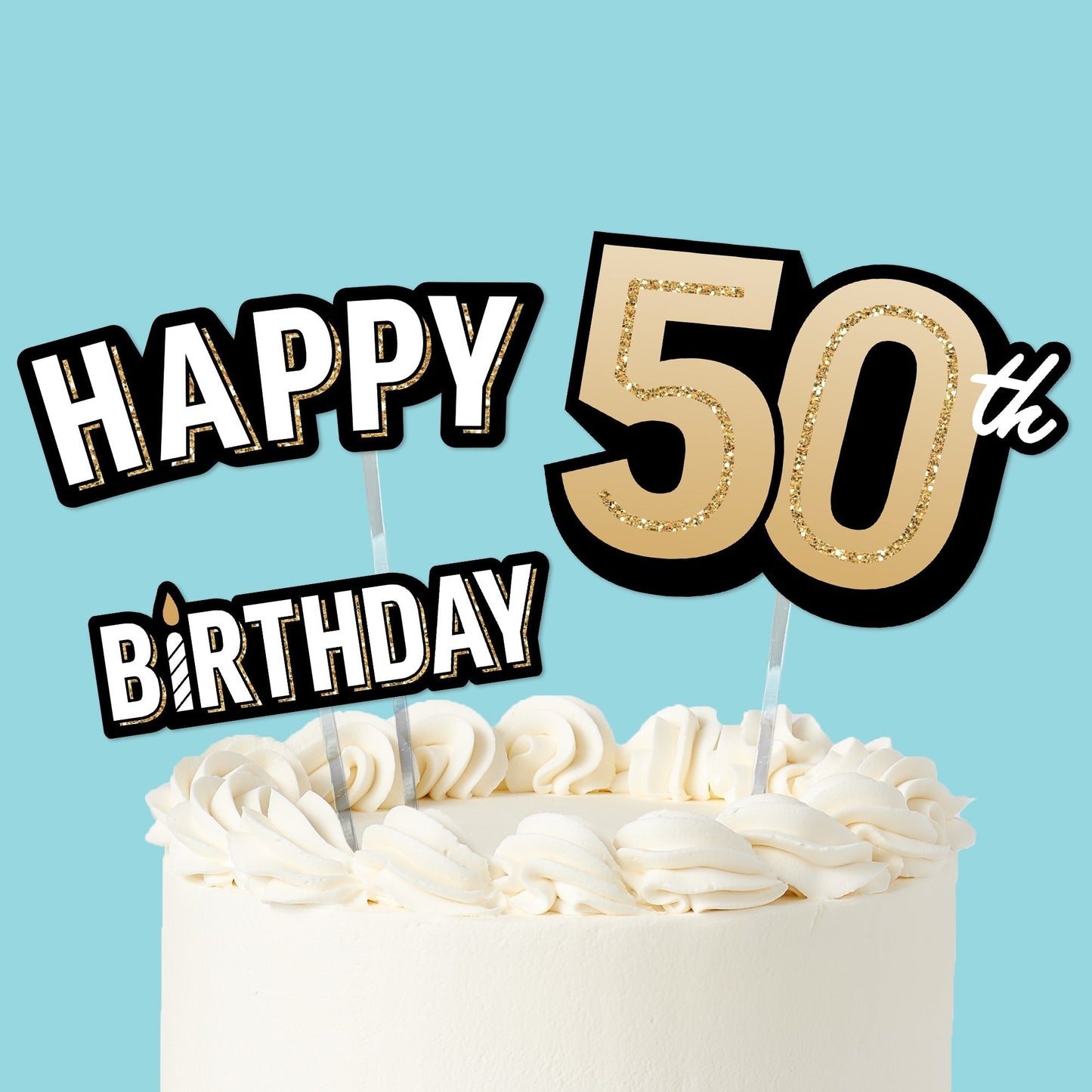 50th Birthday Cake Topper - 3 Pc