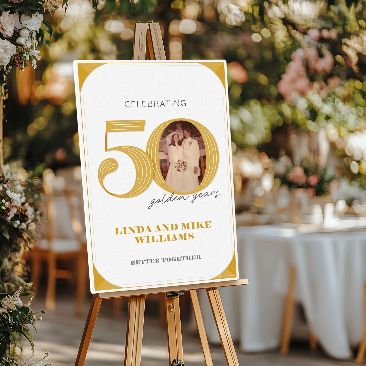 Personalized Photo 50th Wedding Anniversary Welcome Sign (Select Your Size)