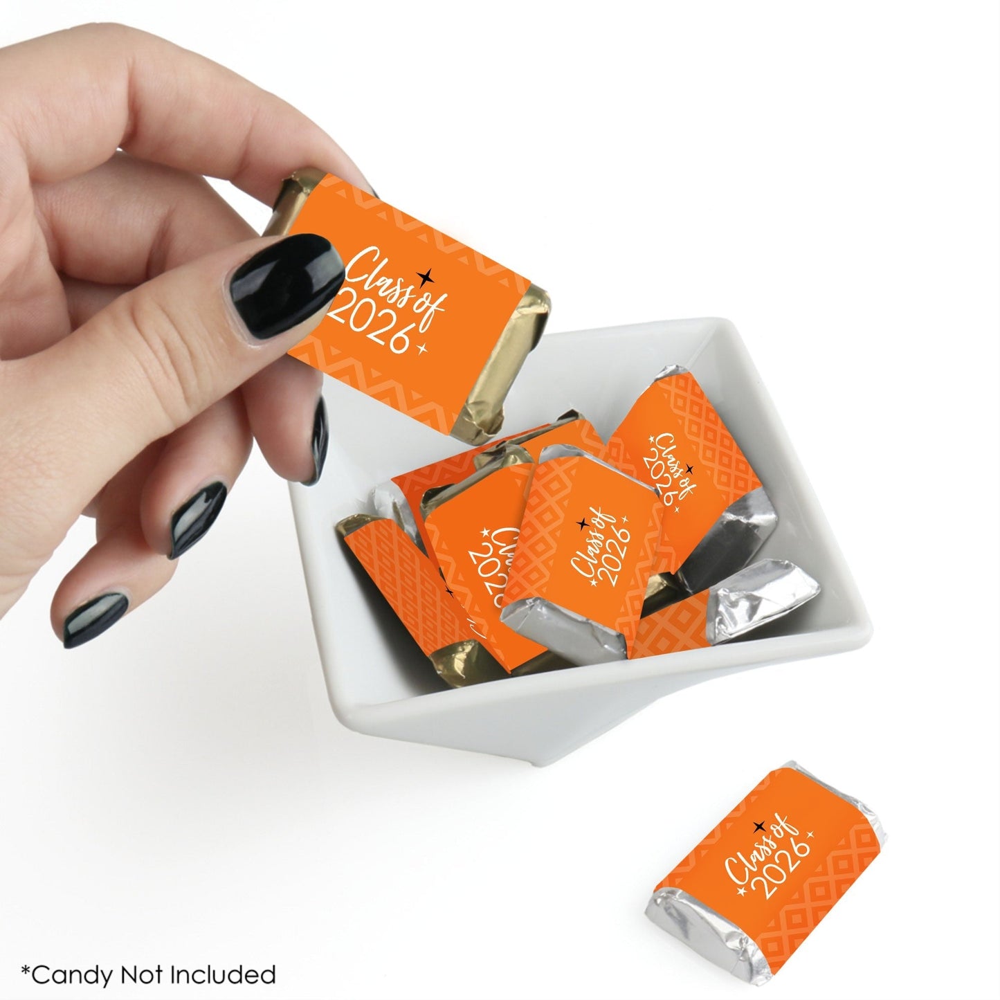 Orange Grad - Best is Yet to Come - Mini Candy Bar Wrapper Stickers - 2026 Orange Graduation Party Small Favors - 40 Count