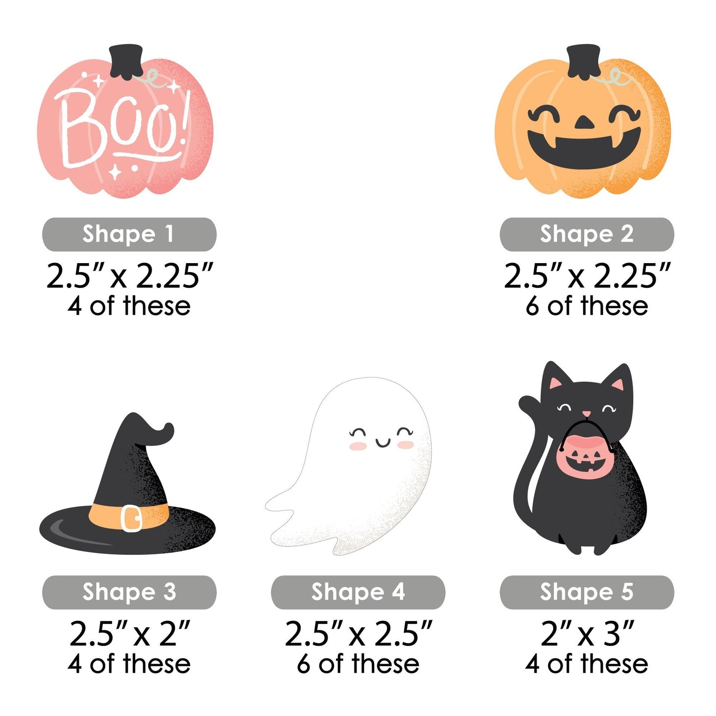 Pastel Halloween - DIY Shaped Pink Pumpkin Party Cut-Outs - 24 Count