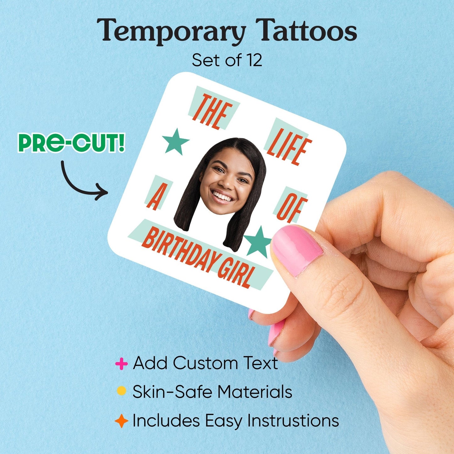 Custom The Life of a Party Temporary Tattoos - 12 Ct