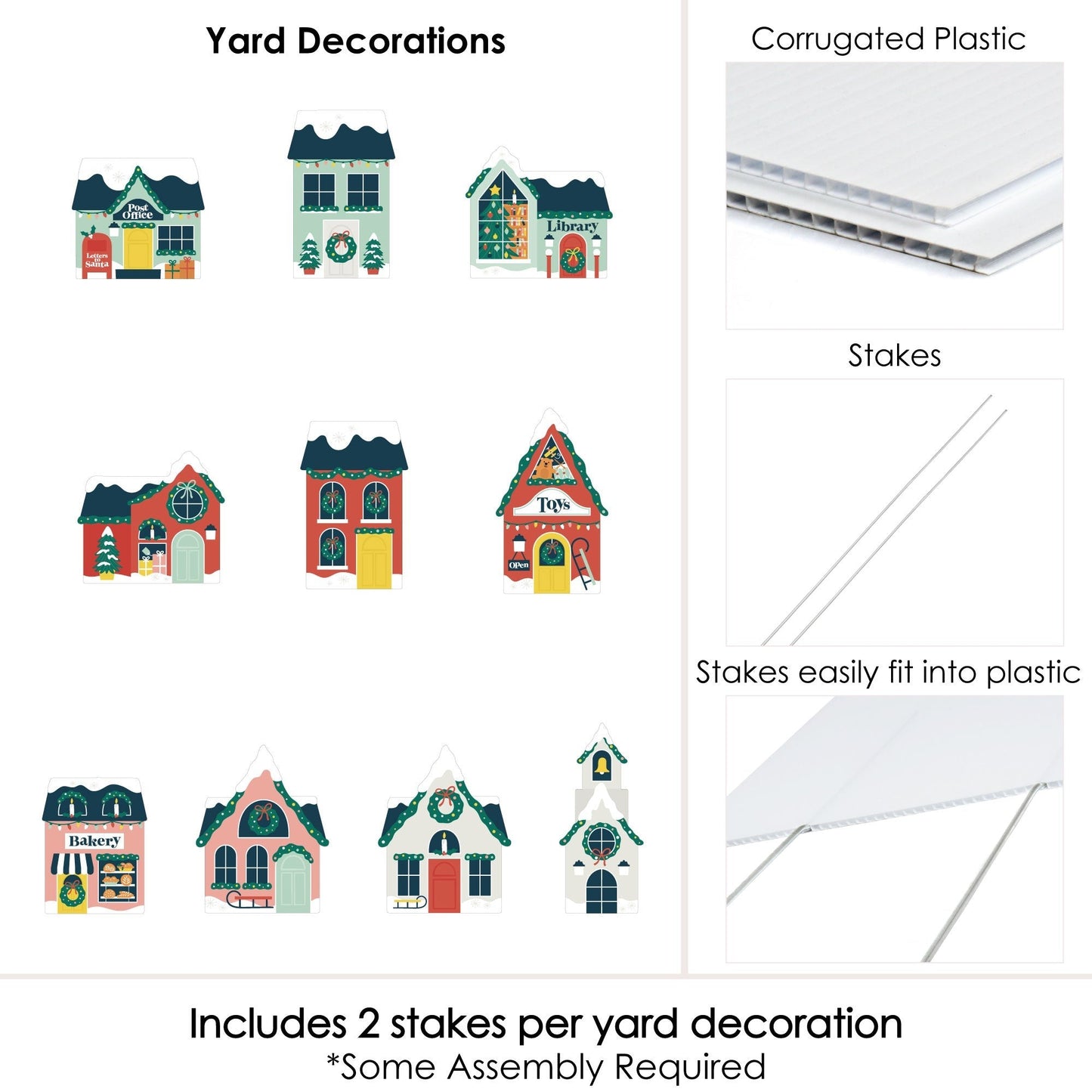 Christmas Village - Lawn Decorations - Outdoor Holiday Winter Houses Yard Decorations - 10 Piece