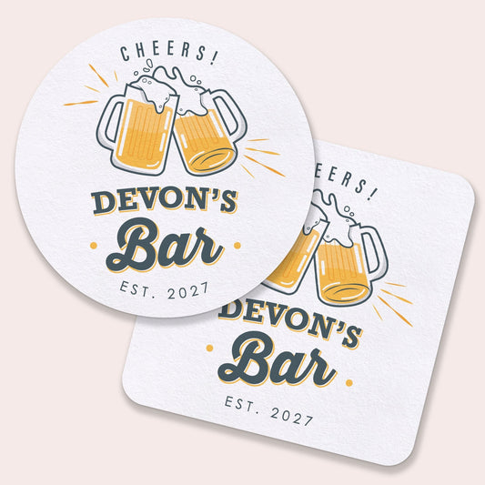 Custom Text Coasters - Beer Bar