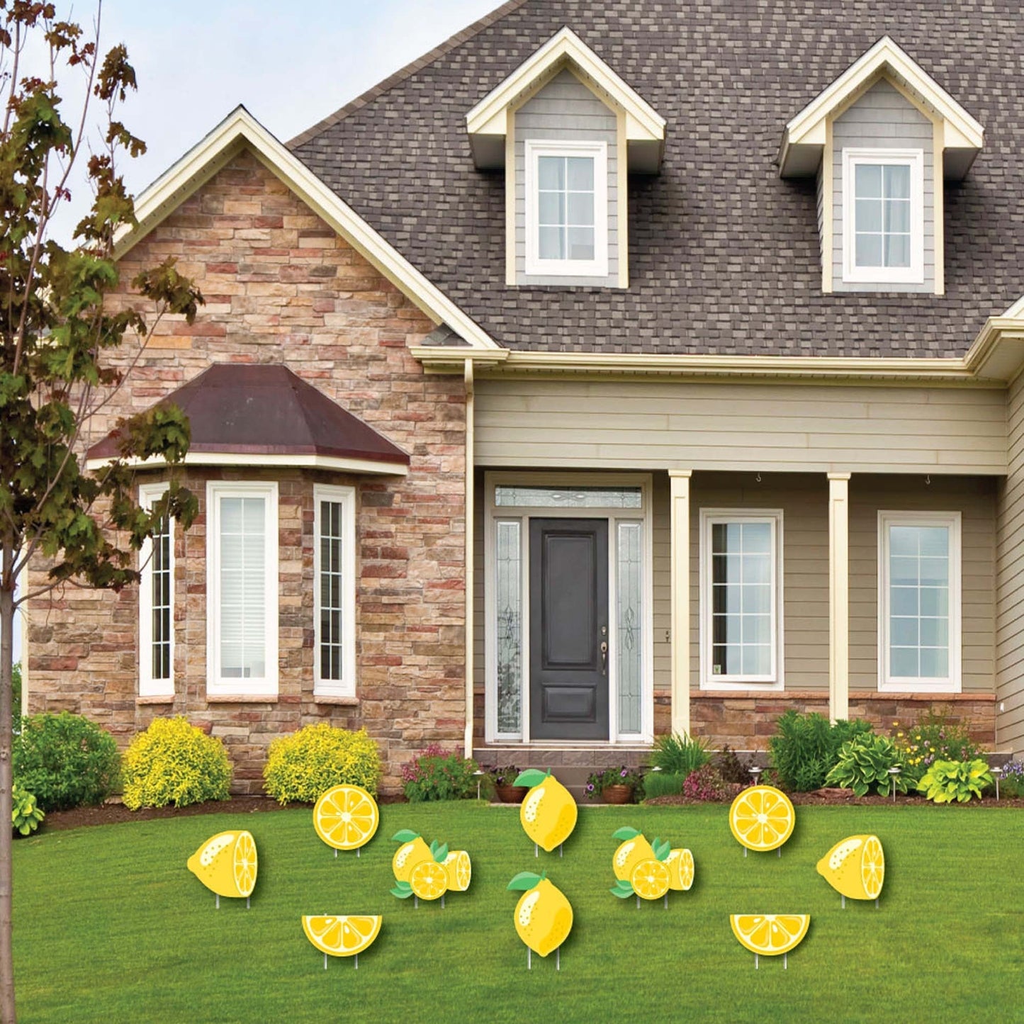 So Fresh - Lemon - Lawn Decorations - Outdoor Citrus Lemonade Party Yard Decorations - 10 Piece