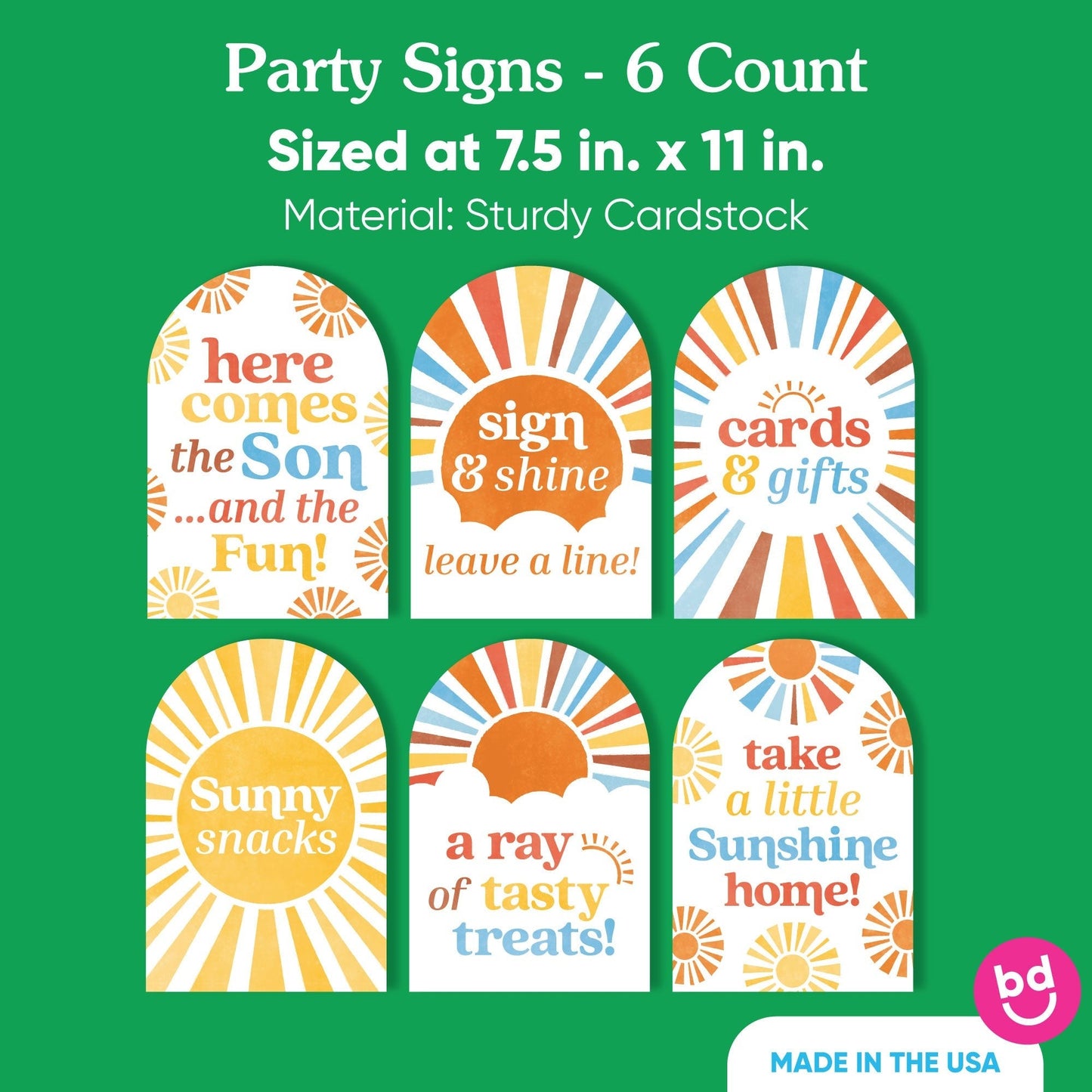 Here Comes The Son Party Signs Set - 6 Ct