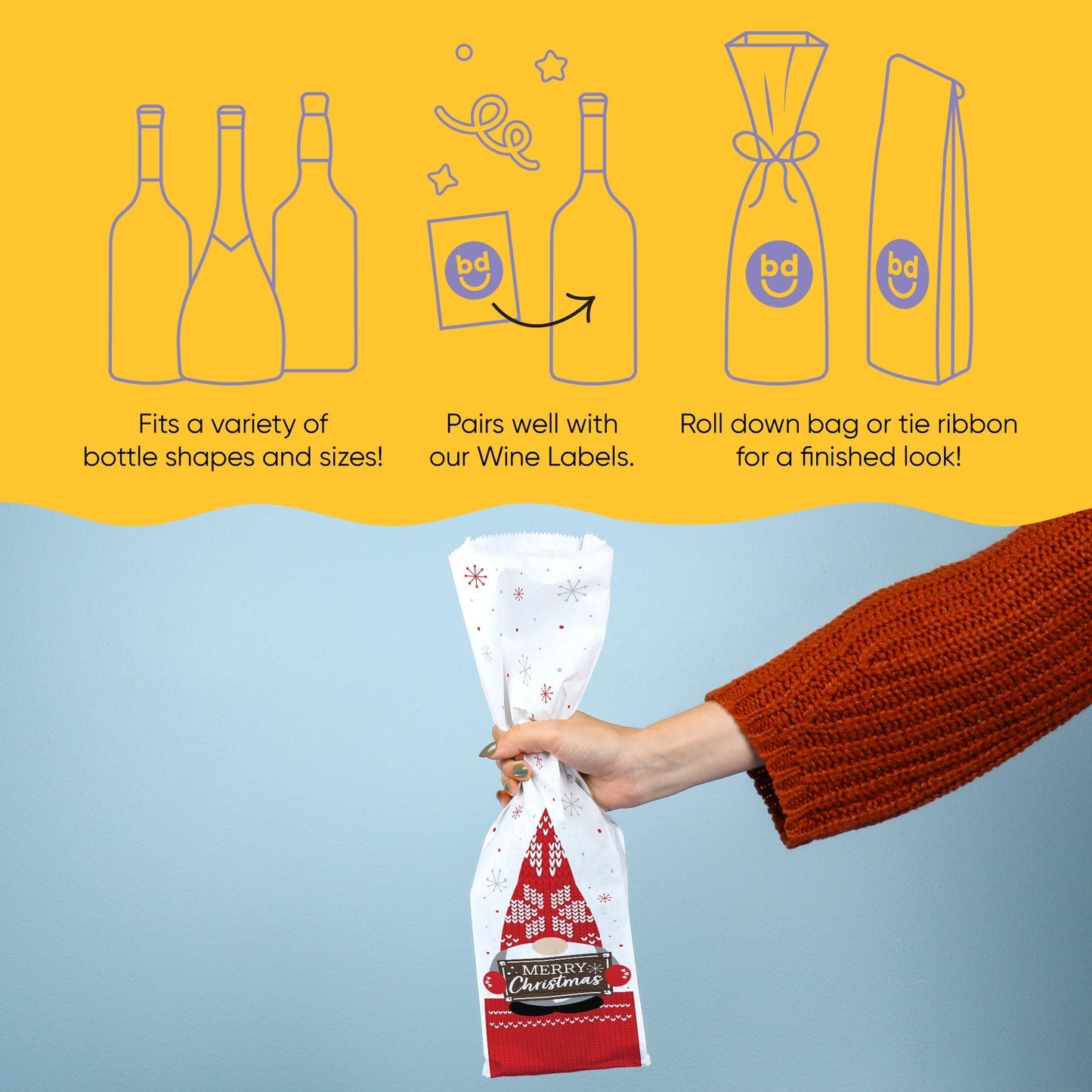 Wine Bags - Christmas Gnomes
