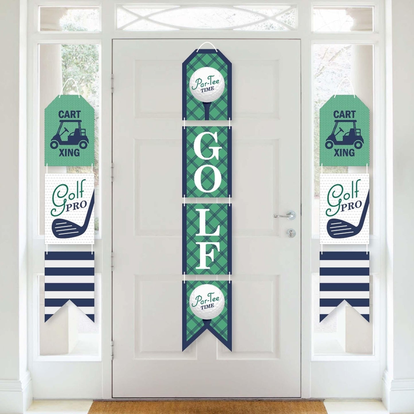 Par-Tee Time - Golf - Hanging Vertical Paper Door Banners - Birthday or Retirement Party Wall Decoration Kit - Indoor Door Decor