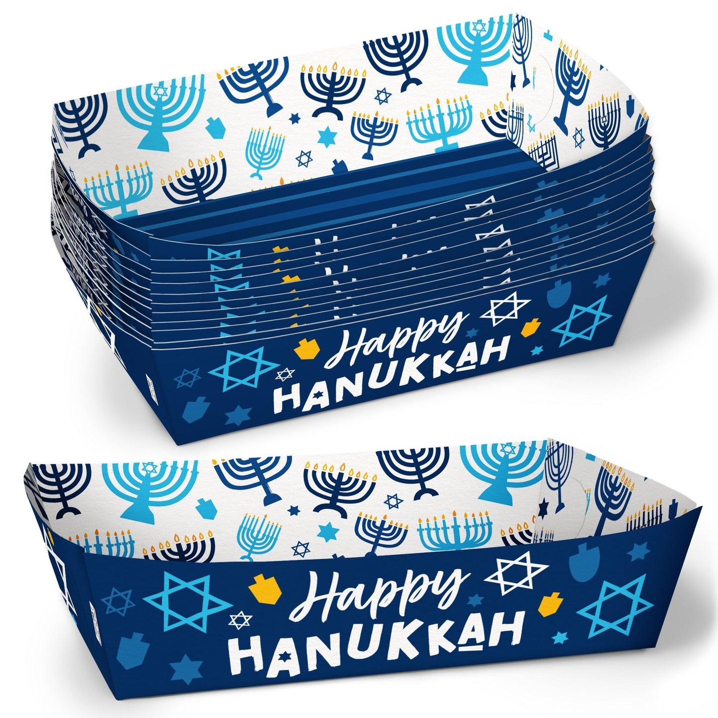 Hanukkah Paper Food Trays - 12 Ct