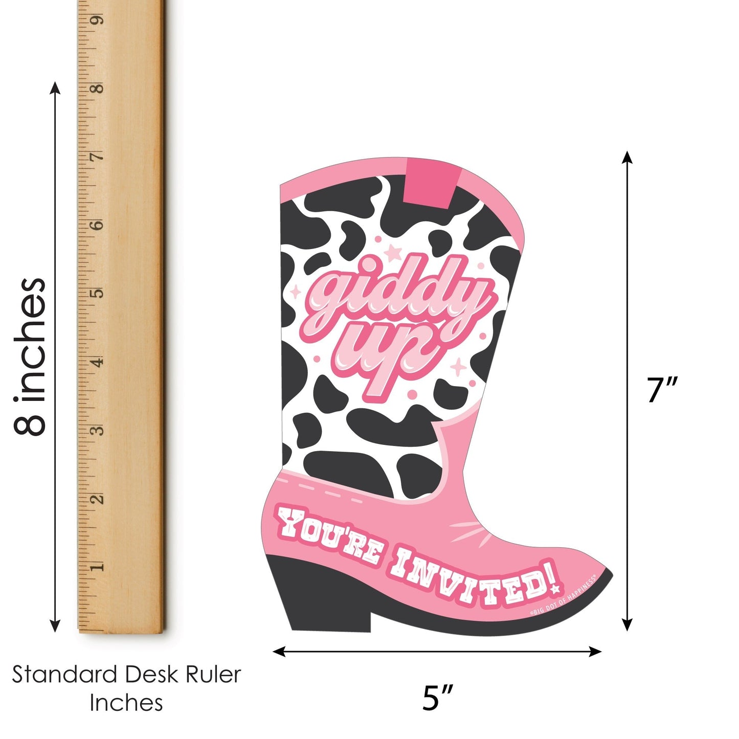 Rodeo Cowgirl - Shaped Fill-In Invitations - Pink Western Party Invitation Cards with Envelopes - Set of 12