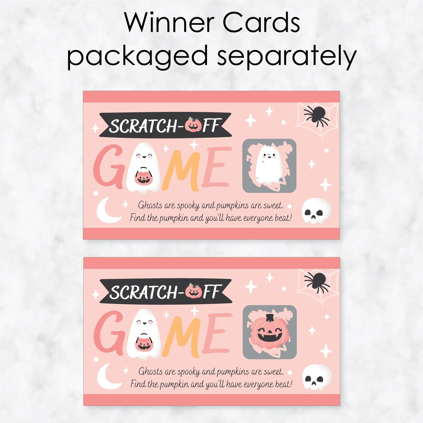 Pastel Halloween - Pink Pumpkin Party Game Scratch Off Cards - 22 Count