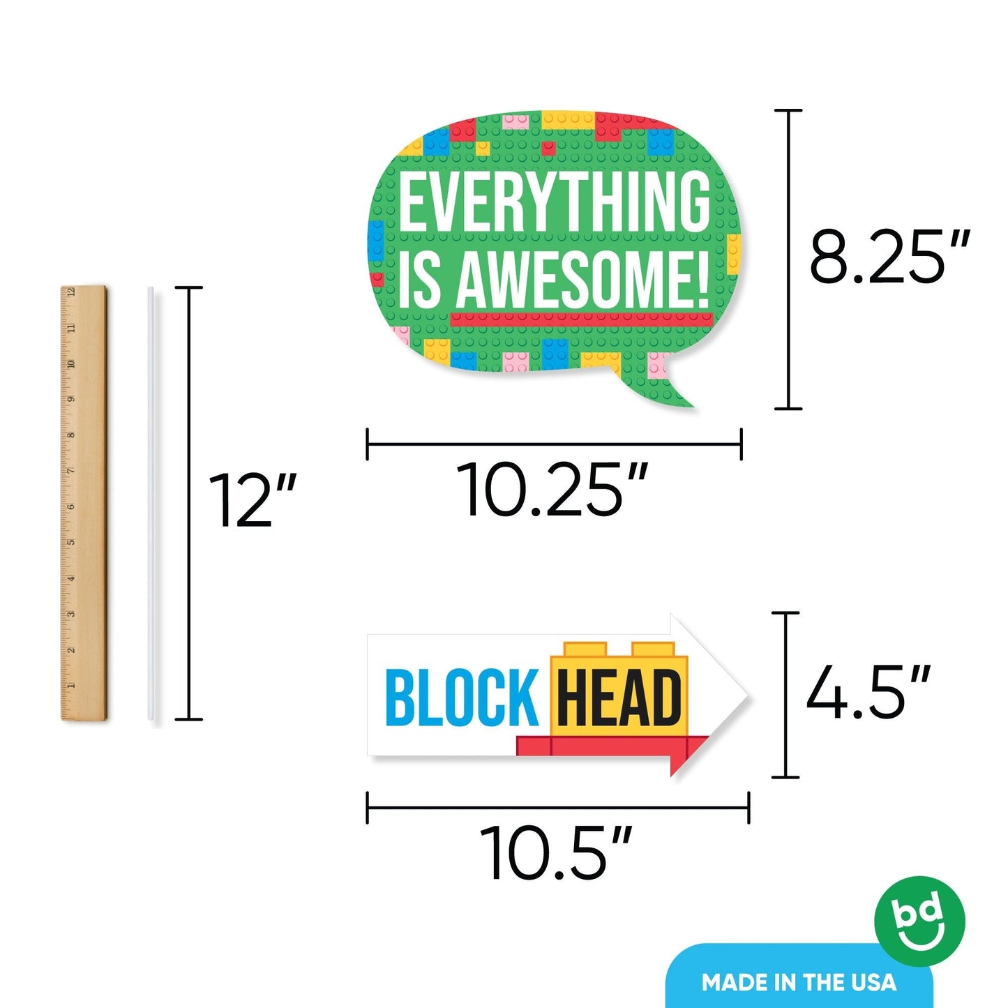 Building Blocks Funny Photo Props - 10 Ct