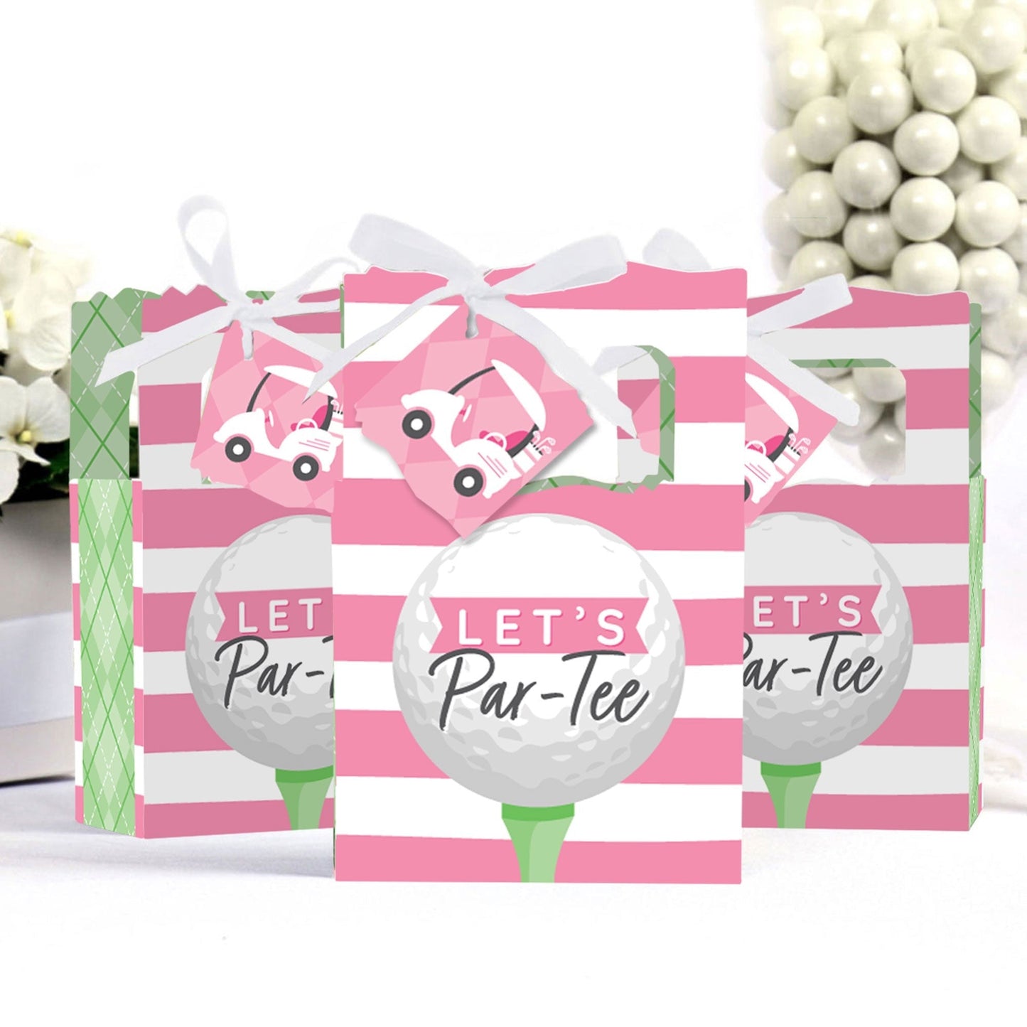Golf Girl - Pink Birthday Party or Baby Shower Favor Boxes - Set of 12