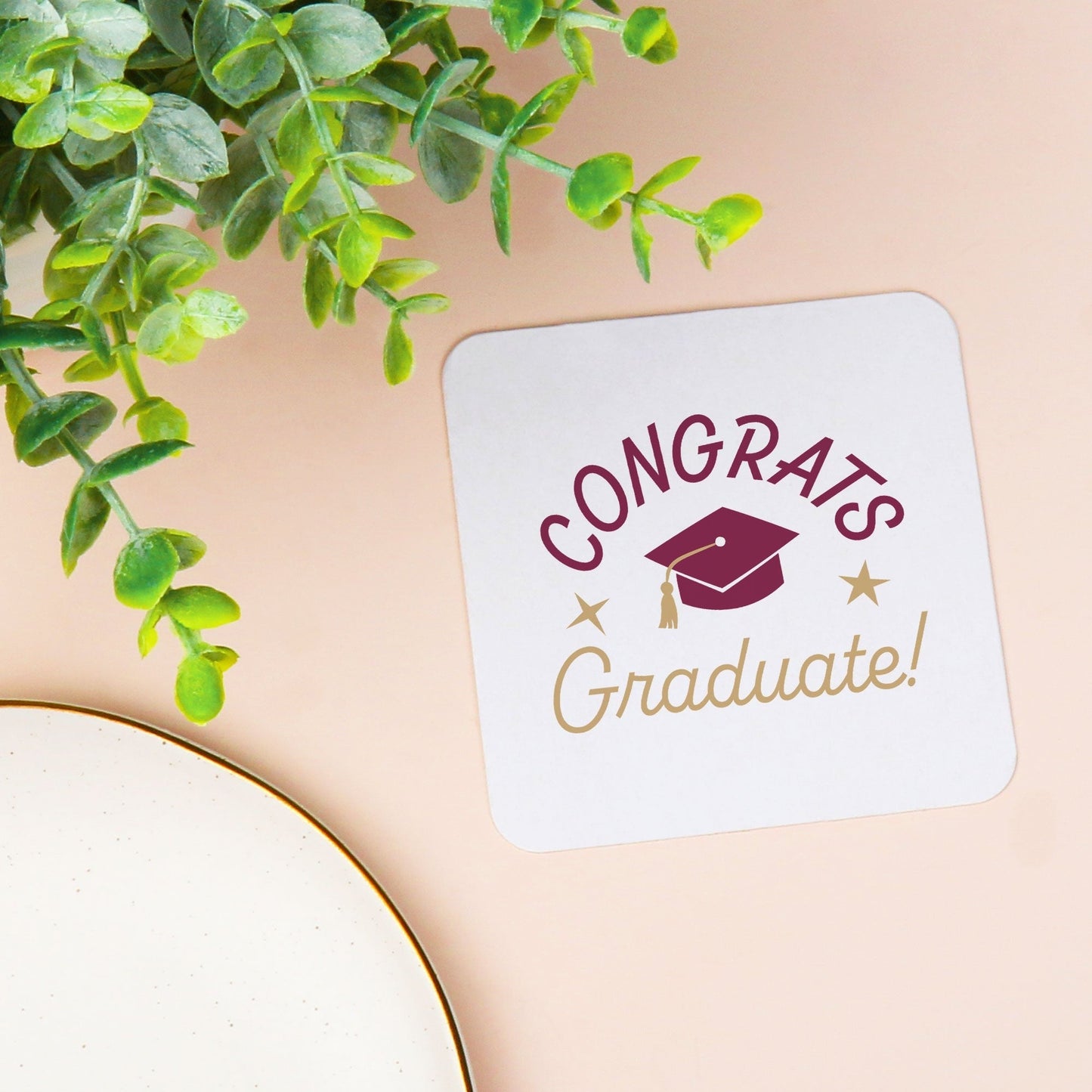 Drink Coasters - Maroon Congrats Graduate - 25 Ct