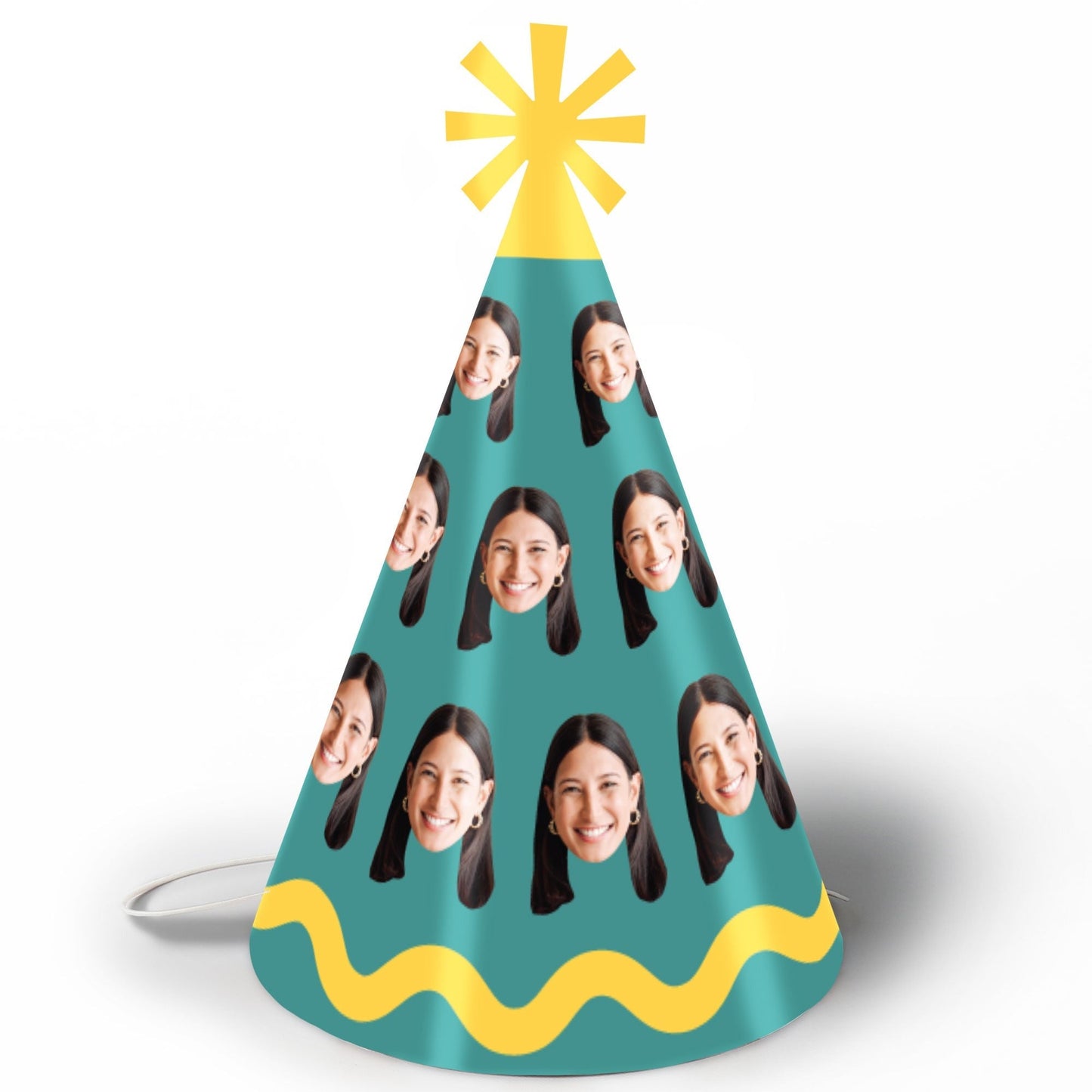 Custom Face Wavy Birthday Cone Hat - 8 Ct