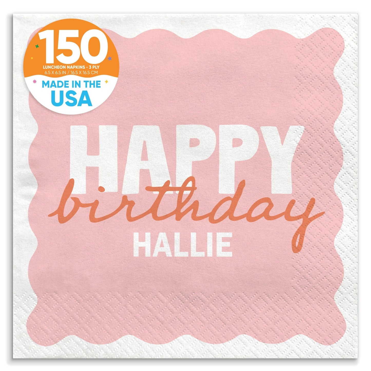 Custom Text Napkins - Wavy Birthday