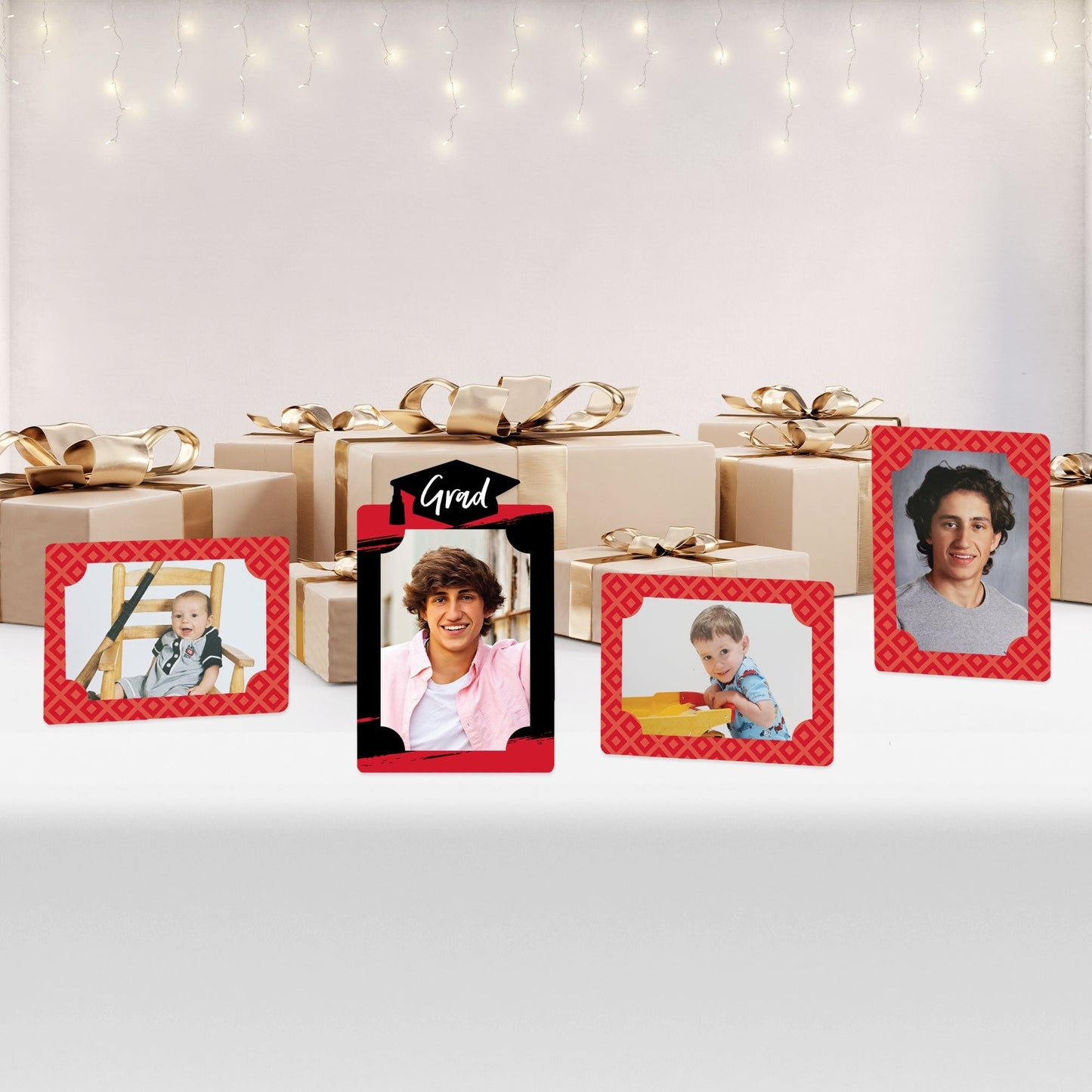 Red Grad - Best is Yet to Come - Red Graduation Party 4x6 Picture Display - Paper Photo Frames - Set of 12