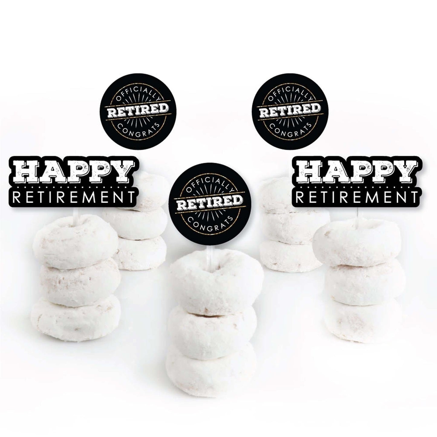 Happy Retirement - Dessert Cupcake Toppers - Retirement Party Clear Treat Picks - Set of 24