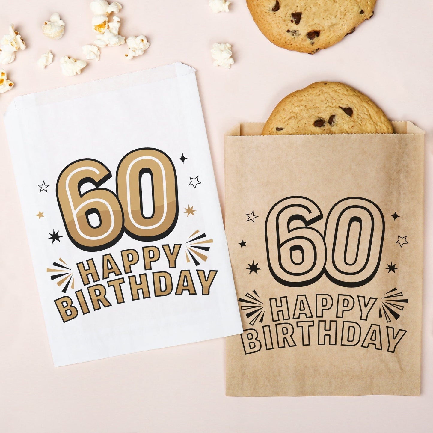 Paper Treat Bags - 60th Birthday - 25 Ct