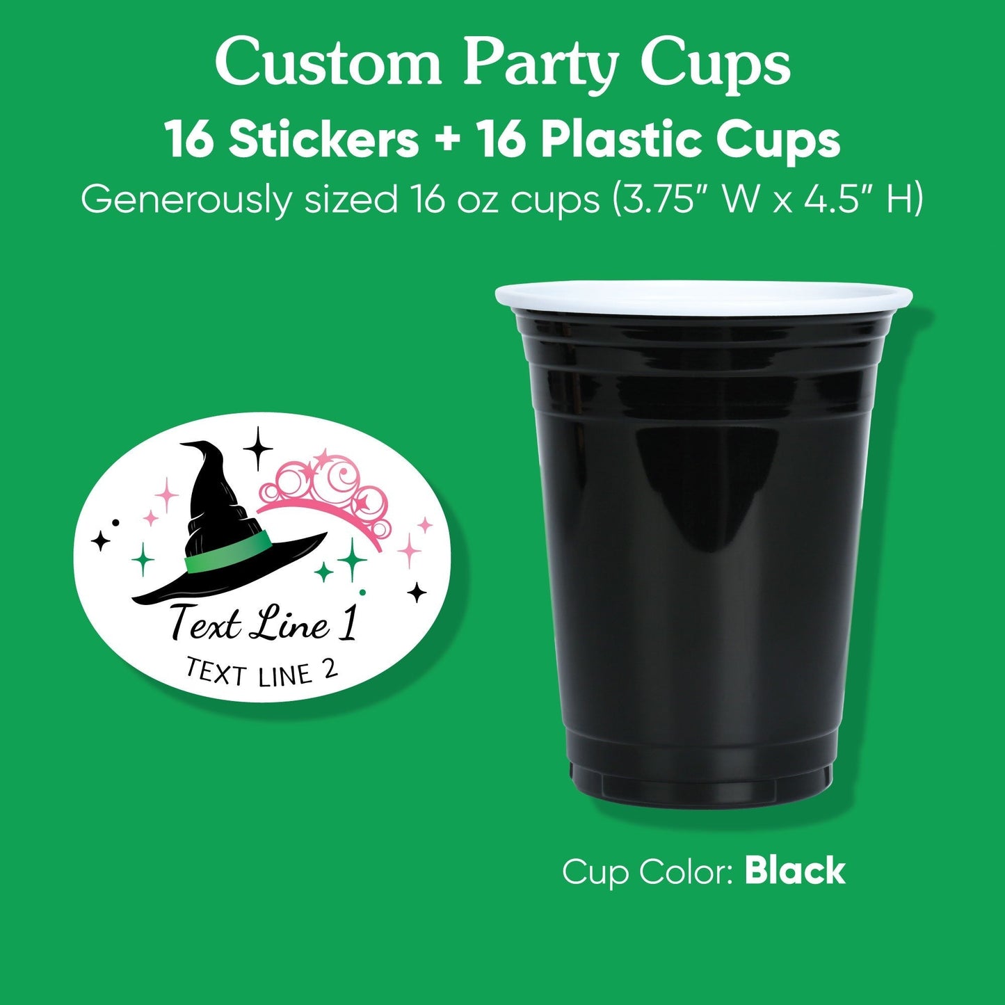 Custom Party Cups - Witch - 16 Ct